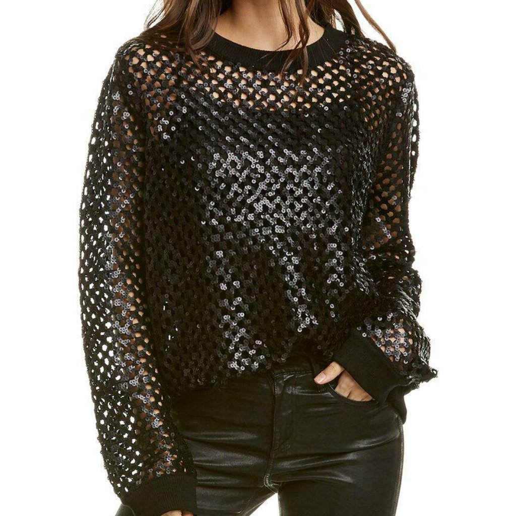Tory Burch Womens Lansing Sequin Wool Crew Neck Sweater Sz Medium $698